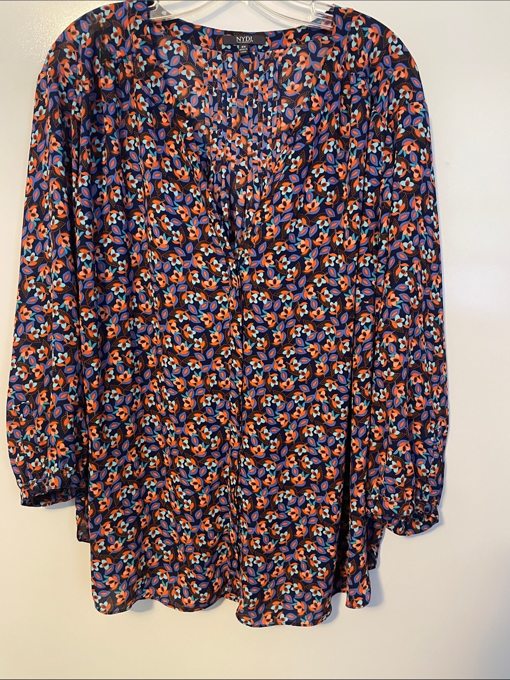 NYDJ Orange and Blue Blouse Size 2X